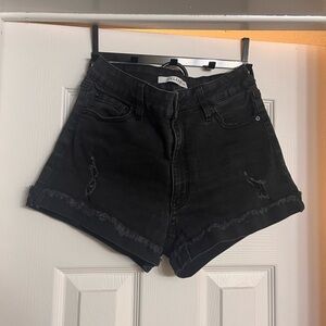 black jean shorts
